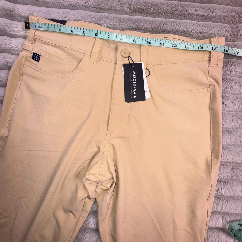Mizzen+Main Helmsman Pants Mens 30x32 Chino Khaki Stretch Slim Fit Tapered‎ Leg